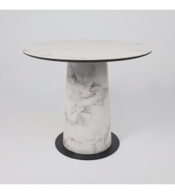 Стол AV 2317, МДФ+керамика, нераздвижной 900 натуральный, глянцевый GOLD JADE/черный+HPL Виктори натуральный