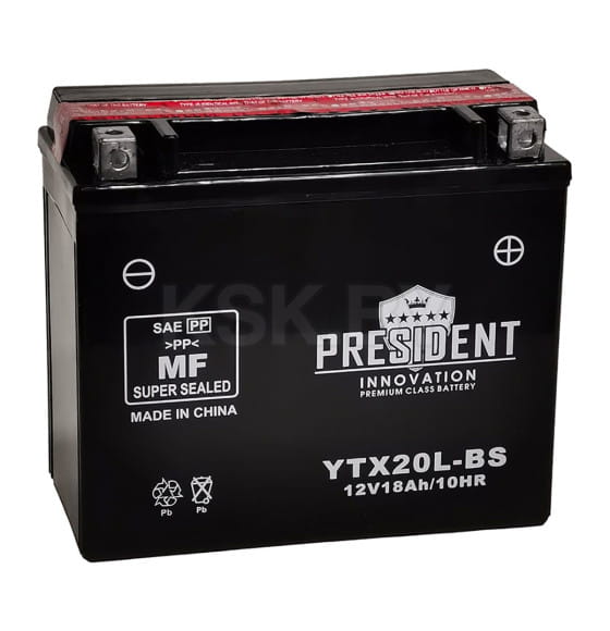 Аккумулятор President Innovation 12201 18Ah (YTX20L-BS DRY) сух.зар.