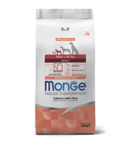 Сухой корм Monge Dog Speciality Line Monoprotein Mini для взрослых собак мелких пород, из лосося с рисом 2,5кг