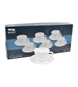 Набор чайный (12 пр.) Lavenir 180 мл, 13,5 см KFB200-12 WHITE