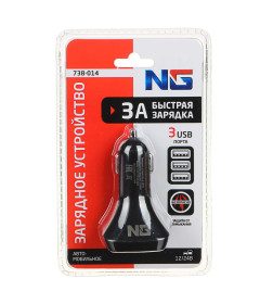 Устройство зарядное автомобильное, 3xUSB, 3A, 12/24В ЕРМАК