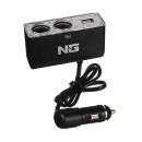 Разветвитель прикуривателя в авто, 2 гнезда, 2хUSB, 60 W, 2.1А, 12/24В NG (738-022) 