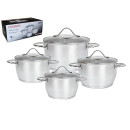 Набор посуды (8пр.) 5,5/3,5/2,5/1,6 л, 24/20/18/16 см FH-68431 нержавеющая сталь Fanhoff (68431) 