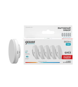 Лампа Gauss Elementary GX53 12W 860lm 4100K LED (упак.5шт)
