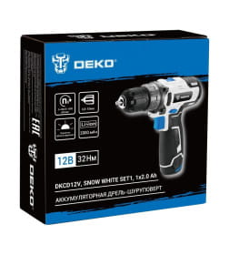 Дрель-шуруповерт аккумуляторная DEKO DKCD12V SNOW WHITE 083-1106