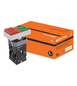 Кнопка сдвоенная SB2-BW8465 с возвратом, 1НО+1НЗ, 22 мм, 230 В LED, зеленая/красная, IP40 TDM SQ0704-0057