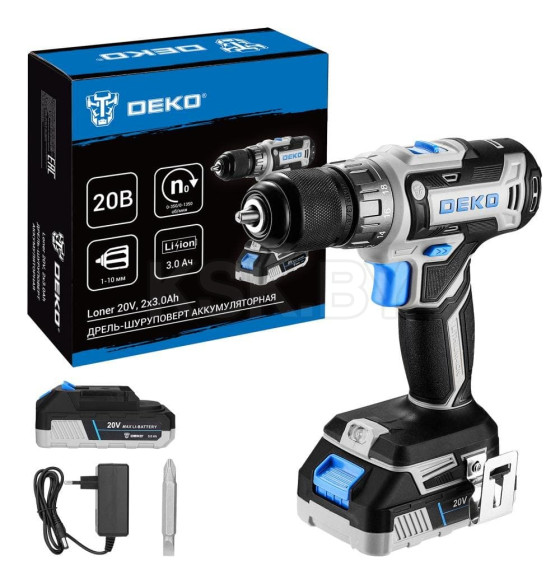 Дрель-шуруповерт аккумуляторная DEKO Loner 20V 085-1006 (085-1005) 