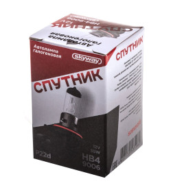 Автолампа HB4/9006 12V 55W P22d 1-конт 1095Лм 3000К СПУТНИК SKYWAY S09101056