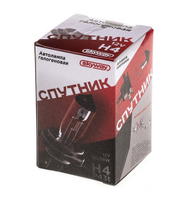 Автолампа H4 12V 60/55W P43t 2-конт 1650/1000Лм 3000К СПУТНИК SKYWAY S09101040