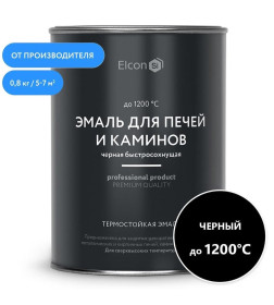 Эмаль термостойкая Elcon черная до 1200°С, 0,8 кг