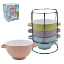 Набор бульонниц на металлической подставке (4 шт.) Lavenir "Орнамент 1" 645 мл, 13,5 см, 19572 керамика (75178) 