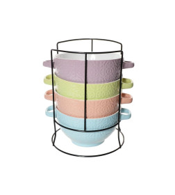 Набор бульонниц на металлической подставке (4 шт.) Lavenir "Орнамент 1" 645 мл, 13,5 см, 19572 керамика