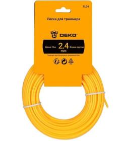 Леска для триммера 2,4 мм х 15 м сечение круг DEKO TL24 065-1058