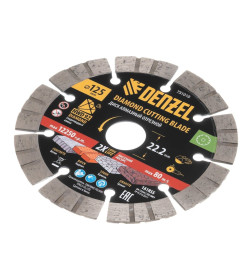 Диск алмазный отрезной 125х22,2 мм сегментный, сухой рез HWD92 Denzel 731010