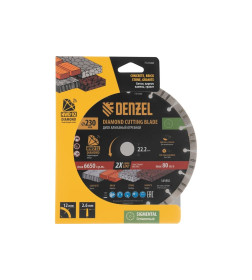Диск алмазный отрезной 230х22,2 мм сегментный, сухой рез HWD92 Denzel 731040