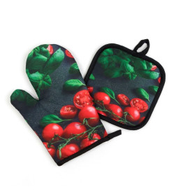 Кухонный набор Cherry прихватка 17*17 см, варежка-прихватка 26*16 см, 100% п/э Доляна