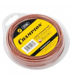 Леска для триммера 2,4 мм х 15 м сечение витой квадрат Whisper-twist CHAMPION C7119