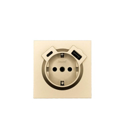 Розетка 1-я с з/к TC + USB разъем золото Lezard ZIMA 704-3688-181TC