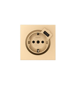Розетка 1-я с з/к + USB разъем золото Lezard ZIMA 704-3688-181