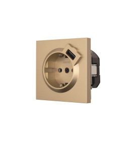 Розетка 1-я с з/к + USB разъем золото Lezard ZIMA 704-3688-181