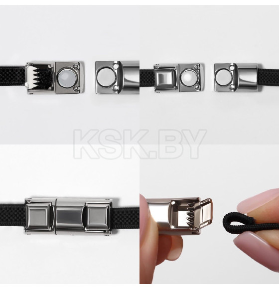 Шнурки для обуви, пара, с плоским сечением и фиксатором на магнитах, 100 см, чёрные 10700565 (10700565) 