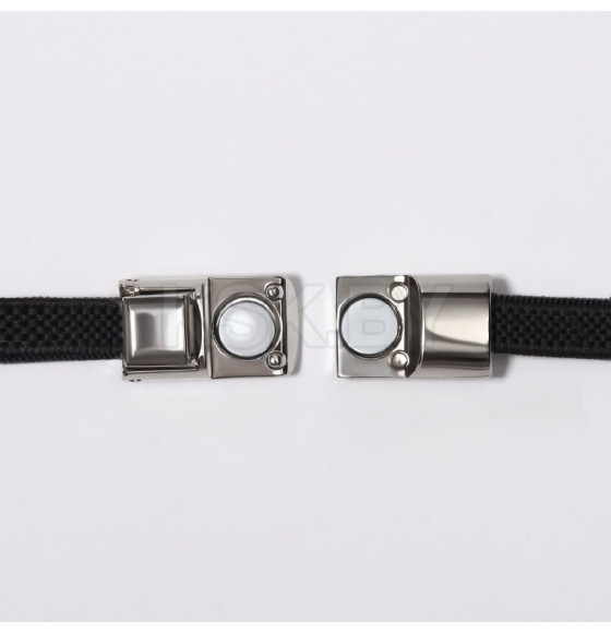 Шнурки для обуви, пара, с плоским сечением и фиксатором на магнитах, 100 см, чёрные 10700565 (10700565) 