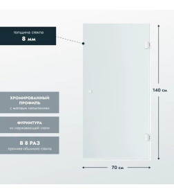 Шторка для ванны стационарная 1400х700 мм Benetto BEN_404_SL_C