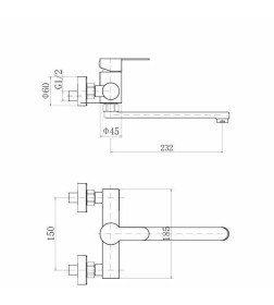 Смеситель настенный для кухни сатин Fashun A54601