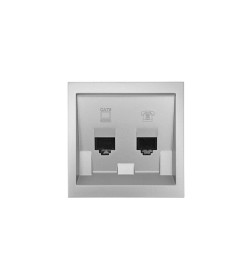 Розетка компьютер+телефон серый матовый с модулем Cat 6 Lezard ZIMA 704-7488-144