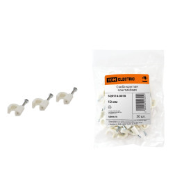 Скоба пластиковая круглая 12 мм белая (50 шт.) TDM SQ0514-0018