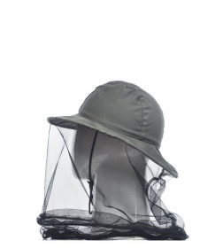 Панама-накомарник HUNTSMAN Антигнус c кольцом Хаки ткань Cotton 58
