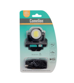 Фонарь налоб. аккум 3,7В, черн, COB+LED, 3.5 Вт, 4 реж, Type-C LED53402 Camelion