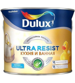 Краска водно-дисперсионная внутренняя  DULUX Ultra Resist для кухни и ванной ослепительно белая мат,  5 л (7 кг)