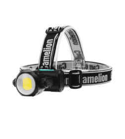 Фонарь налоб. аккум 3,7В, черн, COB+LED, 3.5 Вт, 4 реж, Type-C LED53402 Camelion