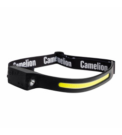 Фонарь налоб. аккум 3,7В, черн, лента, 2LED, 3Вт, 4 реж. сенсор, Type-C LED53406 Camelion