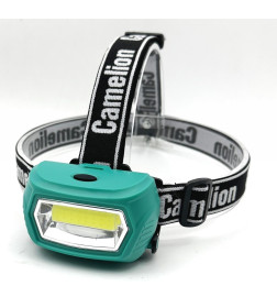 Фонарь налоб. аккум 3,7В, зелен, COB, 3Вт, 3 реж, 3хААА, Type-C LED53410 Camelion
