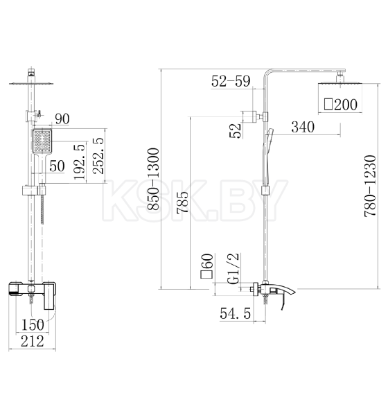 Душевая стойка белая Fashun A52418-8 (A52418-8) 
