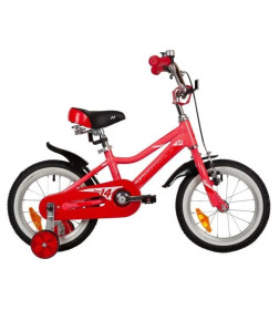 Велосипед NOVATRACK 14" NOVARA алюм., коралловый, пер.руч., зад.нож. тормоз, короткие крылья, полная защ.цепи
