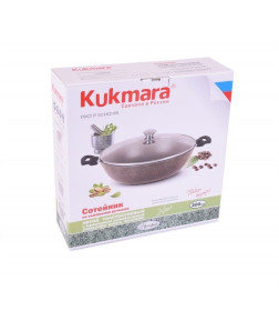 Сотейник Kukmara (30/8,5см) смк308а "Кофейный мрамор" (стекл. крышка)