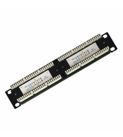 Патч-панель 10", 1U, 12 портов RJ-45, категория 5e, UTP неэкранированная (черная) Rexant 04-0025