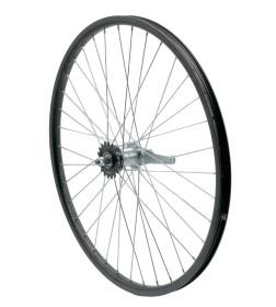 Колесо заднее 26", втулка SF-CT01, гайка, 32 отверстия, ножной тормоз, 1 скорость, обод YKL-D1, чёрный
