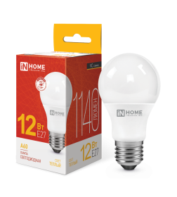 Лампа светодиодная LED-A60-VC 12Вт 230В Е27 3000К 1140Лм IN HOME 4690612020235