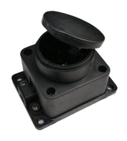 Розетка 1-я с з/к с заглушкой каучук 16А IP44 черная 9321 IN HOME 4690612010250