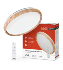 Светильник светодиодный COMFORT WOOD 75Вт 230В 3000-6500K 6000Лм 500x90 мм с пультом ДУ IN HOME 4690612035758