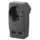 Адаптер 1гн 220В+2хUSB 2100mA Polynom черный ЭРА (SP-1e-USB-B)