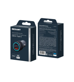 Зарядное устройство автомобильное 68Вт USB-C + USB-A c LED-подсветкой REXANT 18-2231-5