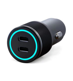 Зарядное устройство автомобильное 75Вт USB-C + USB-С c LED-подсветкой REXANT 18-2232-5