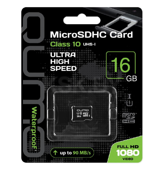 Карта памяти MicroSDHC 16GB Сlass 10 UHS-I, 3.0 N/A без адаптера SD QUMO QM16GMICSDHC10U1NA Q24630 (Q24630) 