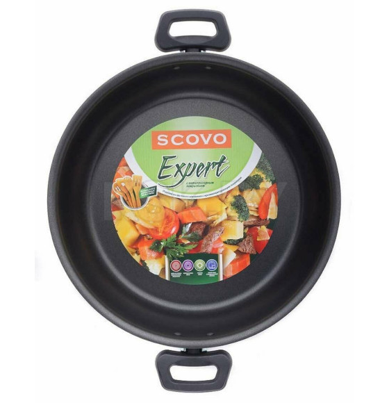 Жаровня глубокая 28 см (стеклянная крышка) SCOVO 