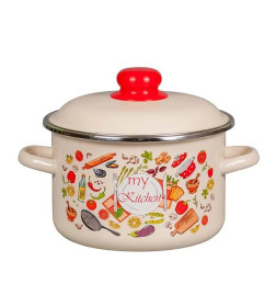 Кастрюля "Моя кухня" слоновая кость 4,0 л (форма цилиндр) СТАЛЬЭМАЛЬ 1RD201M